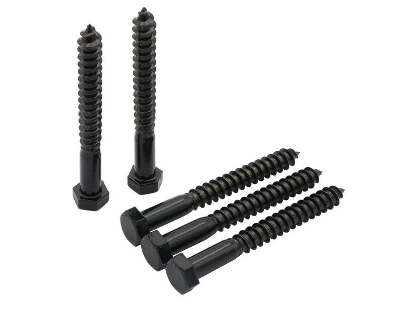 LBY 6pcs Lag Screws, 3/8" x 3-1/2" Hex Head Lag Screws Bolts (with Washers), Heavy-Duty Wood Screws for Decking & Structural Fastening, 304 Stainless Steel, (Black) - Image 1